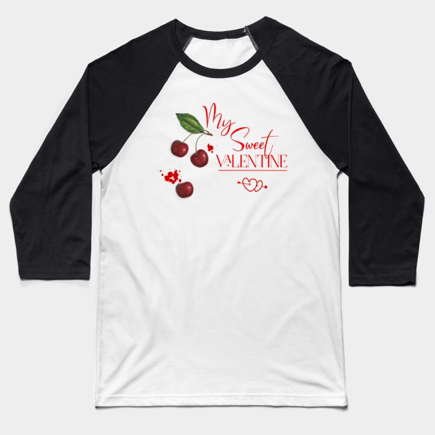 Sweet Valentine with Cherry Fruits Baseball T-Shirt by Biophilia